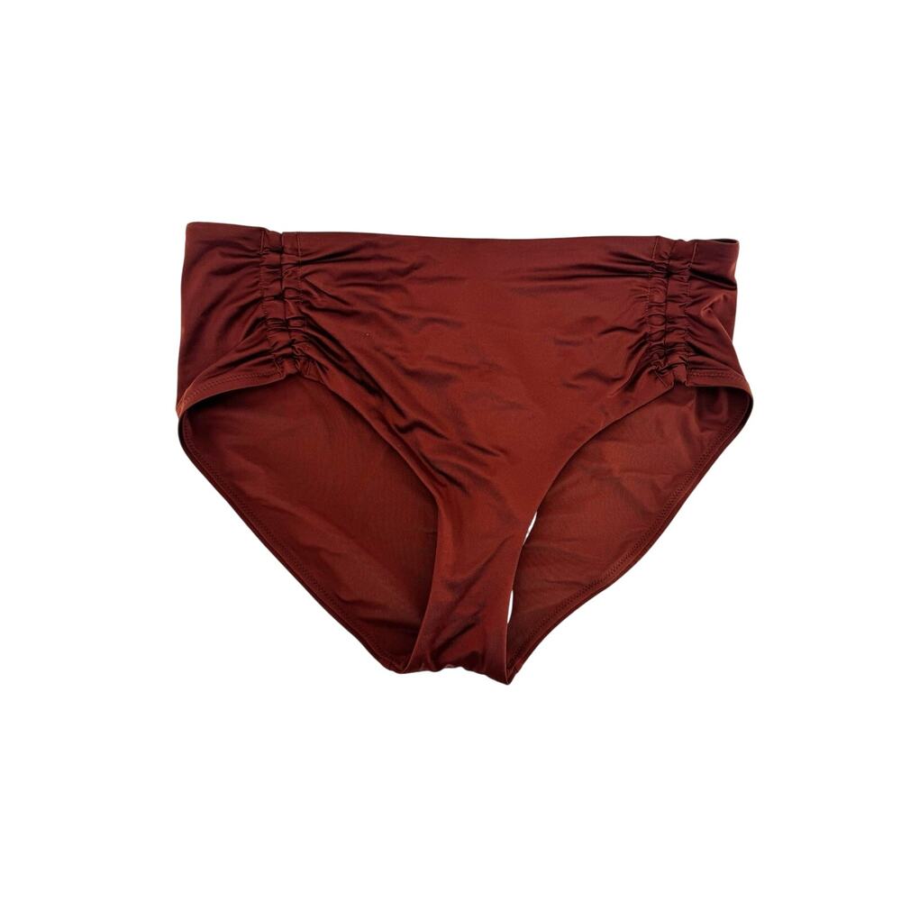 CALIA Women's Adjustable Tie Front Swim Bottoms Red Brown Shine XL